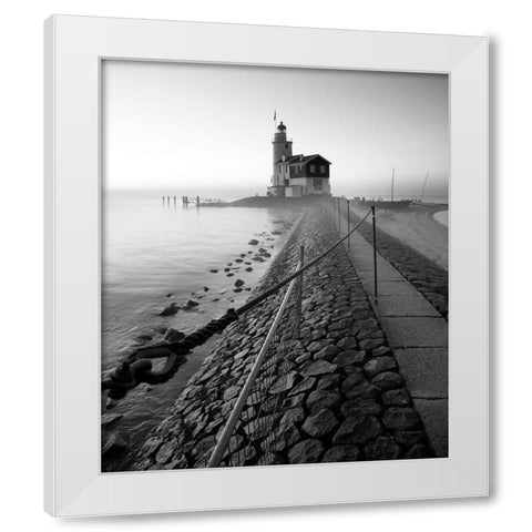 Lighthouse White Modern Wood Framed Art Print by Duczynski, Maciej