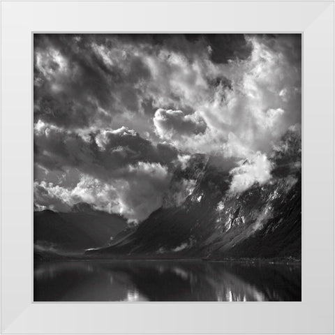 Ulsfjorden White Modern Wood Framed Art Print by Duczynski, Maciej