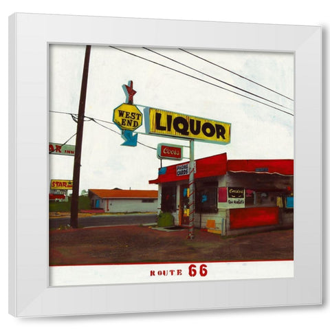 Route 66 - West End Liquor White Modern Wood Framed Art Print by Olukman, Ayline