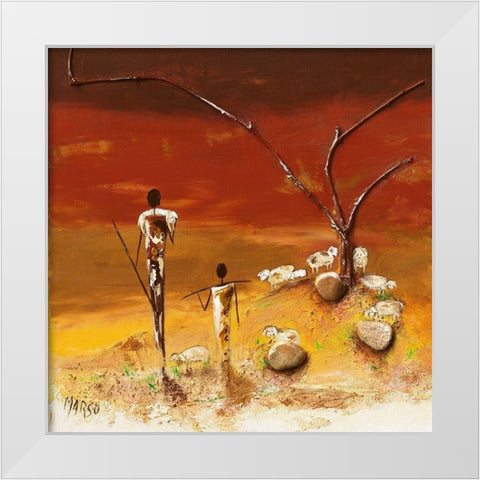 Les bergers White Modern Wood Framed Art Print by Marso