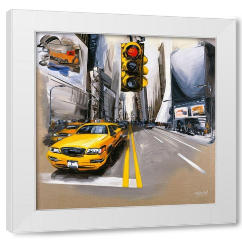 New York - Feu Rouge II White Modern Wood Framed Art Print by Blondel, Sandrine