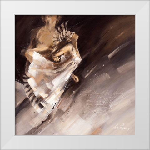 Girl with Zebra Head White Modern Wood Framed Art Print by Meijering, Kitty