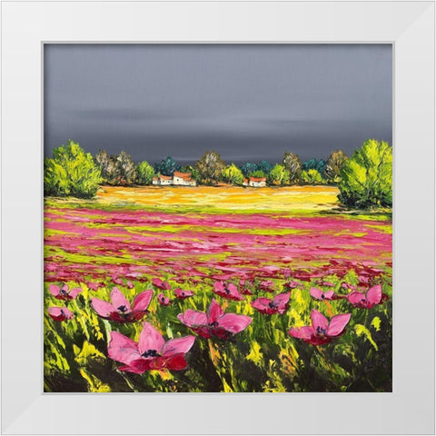 Les pavots White Modern Wood Framed Art Print by Flanet, Frederic