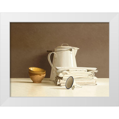 White Can and white Cloths White Modern Wood Framed Art Print by de Bont, Willem