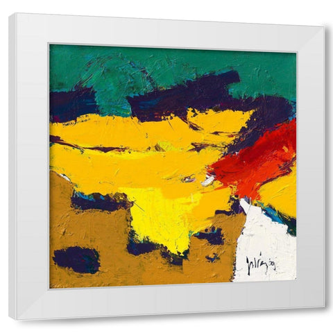 Yellow Plains White Modern Wood Framed Art Print by van den Berg, Jos