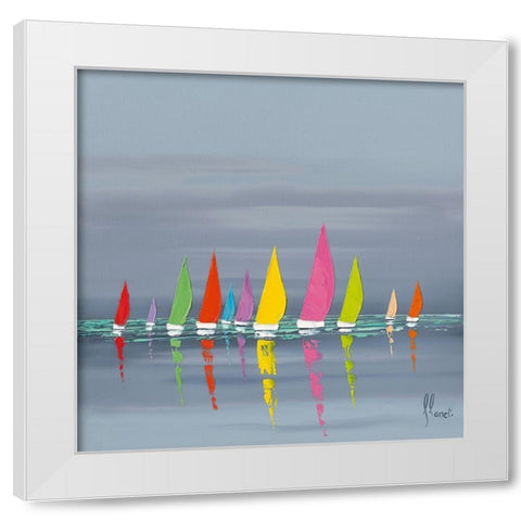 Regate White Modern Wood Framed Art Print by Flanet, Frederic