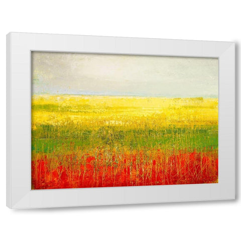 A Field of Marigolds White Modern Wood Framed Art Print by Morten, Jane
