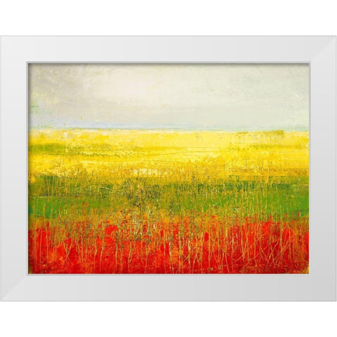 A Field of Marigolds White Modern Wood Framed Art Print by Morten, Jane