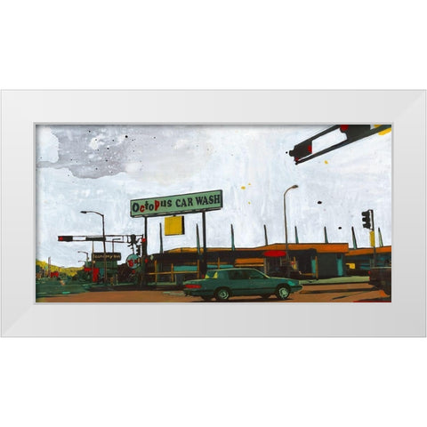 Octopus Car Wash Miami White Modern Wood Framed Art Print by Olukman, Ayline