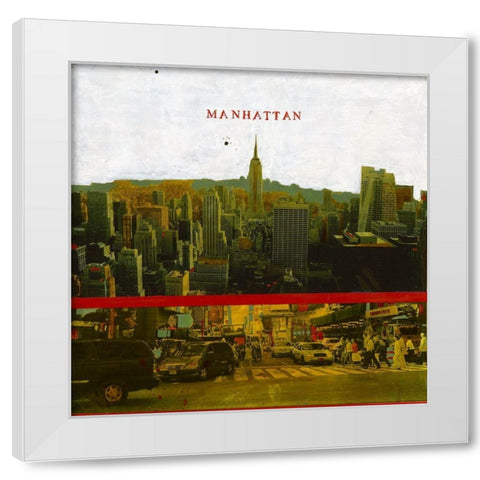 Manhattan (NYC) White Modern Wood Framed Art Print by Olukman, Ayline