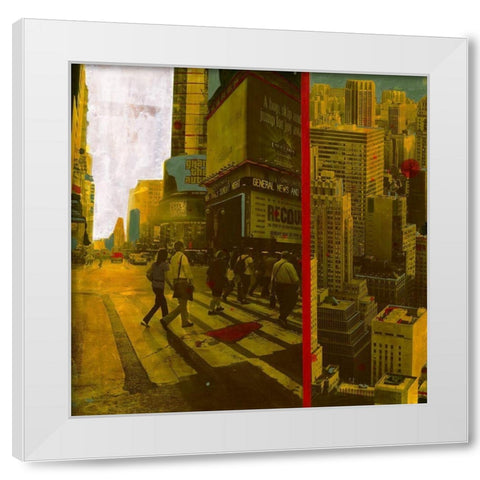 Times Square (NYC) White Modern Wood Framed Art Print by Olukman, Ayline