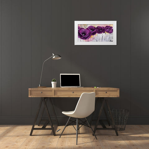 Pavot violet I White Modern Wood Framed Art Print by Zacher-Finet, Isabelle