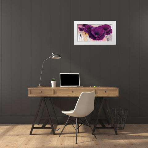 Pavot violet II White Modern Wood Framed Art Print by Zacher-Finet, Isabelle