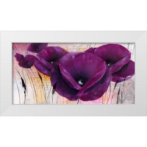 Pavot violet II White Modern Wood Framed Art Print by Zacher-Finet, Isabelle