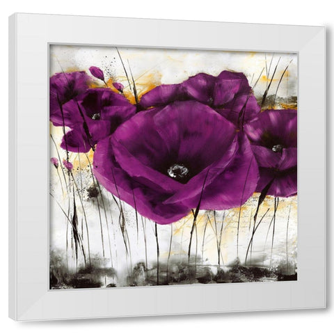 Pavot violet III White Modern Wood Framed Art Print by Zacher-Finet, Isabelle