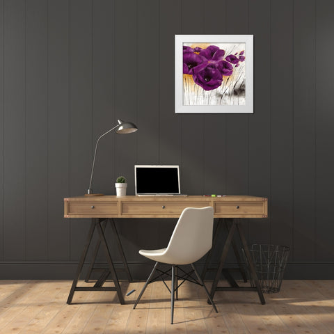 Pavot violet IV White Modern Wood Framed Art Print by Zacher-Finet, Isabelle