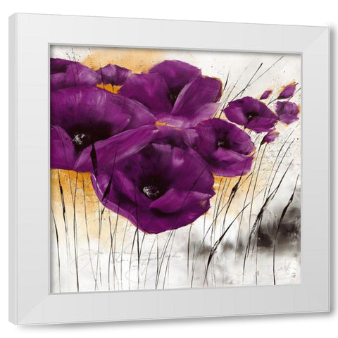 Pavot violet IV White Modern Wood Framed Art Print by Zacher-Finet, Isabelle