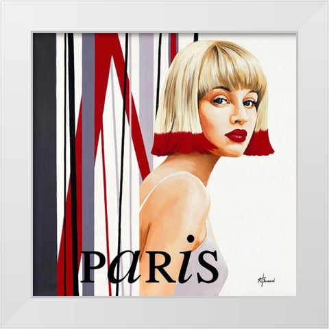 Femme Cheveux rouges White Modern Wood Framed Art Print by Bernard, Anne