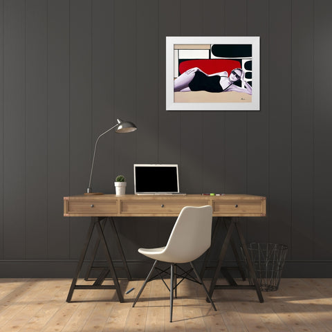 Femme Maillot de bain White Modern Wood Framed Art Print by Bernard, Anne