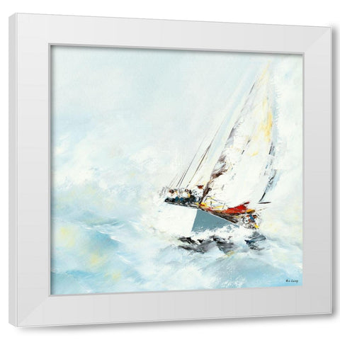 Force 7 White Modern Wood Framed Art Print by de Courcy, Gerard