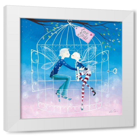 Love Birds White Modern Wood Framed Art Print by McFaul, Lorrie