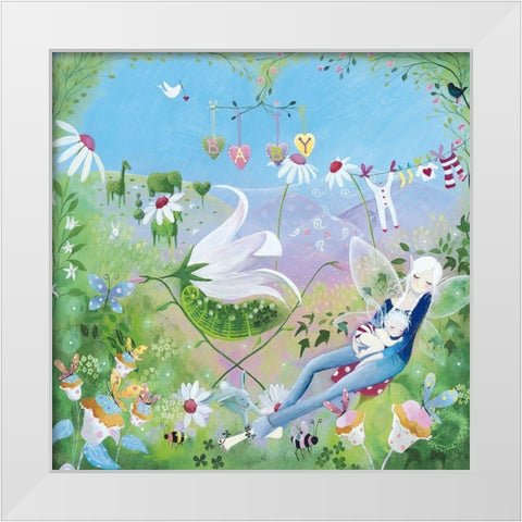 Afternoon Snooze White Modern Wood Framed Art Print by McFaul, Lorrie