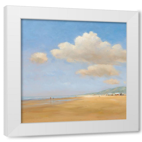 Strandwandeling White Modern Wood Framed Art Print by Groenhart, Jan