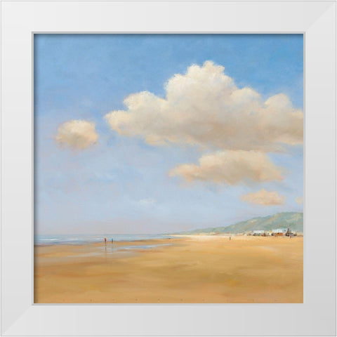 Strandwandeling White Modern Wood Framed Art Print by Groenhart, Jan