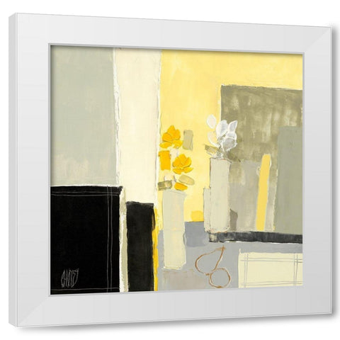 Tulipes blanches et roses jaunes White Modern Wood Framed Art Print by Choisy, Christian