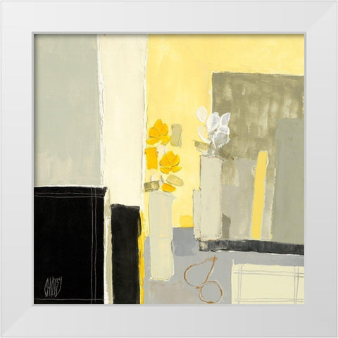 Tulipes blanches et roses jaunes White Modern Wood Framed Art Print by Choisy, Christian