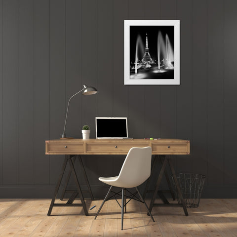 Eiffel Tower Fountains White Modern Wood Framed Art Print by Butcher, Dave