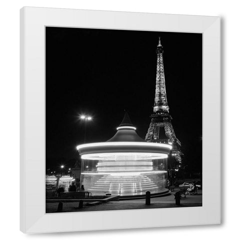 Eiffel Tower Merry Go Round White Modern Wood Framed Art Print by Butcher, Dave