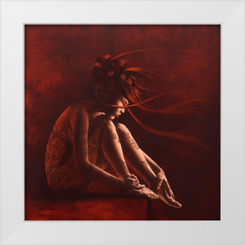 Henna I White Modern Wood Framed Art Print by Cazal, Cedric