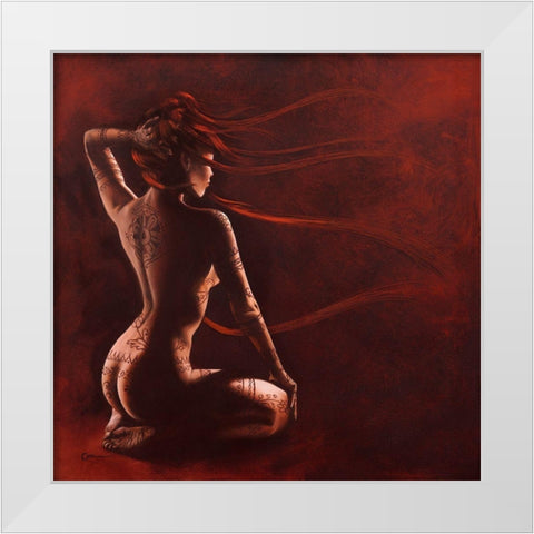 Henna II White Modern Wood Framed Art Print by Cazal, Cedric