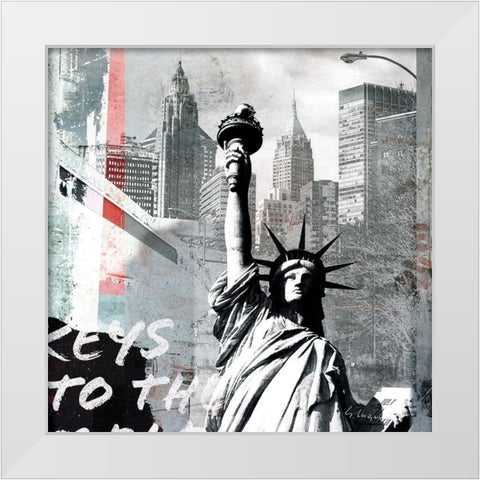 Statue of Liberty White Modern Wood Framed Art Print by Luger, Gery