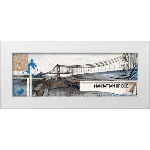 Manhattan Bridge White Modern Wood Framed Art Print by Laffargue, Caroline