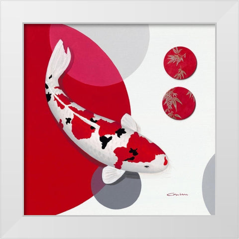 Red Bamboo Sanke White Modern Wood Framed Art Print by Gruhn, Nicole