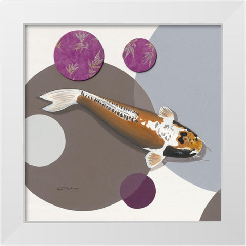 Koi Vio Spots I White Modern Wood Framed Art Print by Gruhn, Nicole