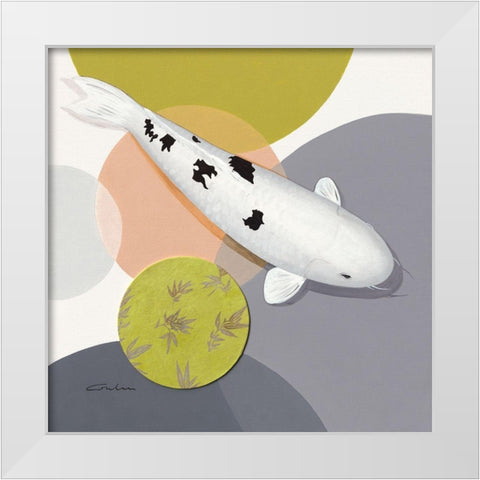 Koi Harmony Bekko White Modern Wood Framed Art Print by Gruhn, Nicole