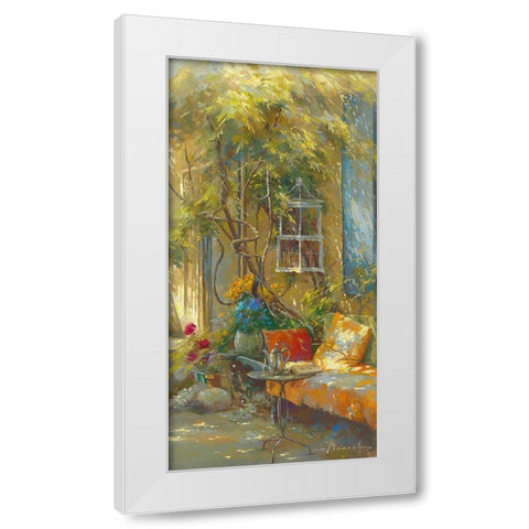 A l heure du the White Modern Wood Framed Art Print by Messely, Johan