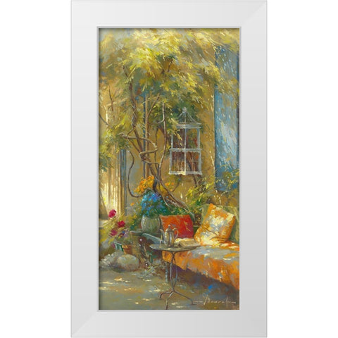 A l heure du the White Modern Wood Framed Art Print by Messely, Johan