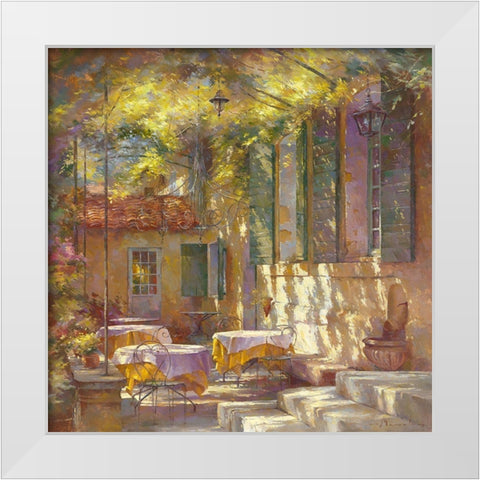 A l ombre de la terrasse White Modern Wood Framed Art Print by Messely, Johan