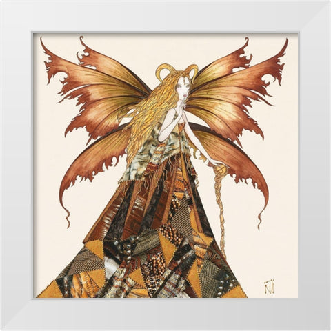 Fee du Capricorne White Modern Wood Framed Art Print by Johara