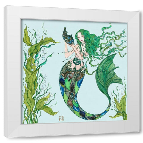 Fee du Poisson White Modern Wood Framed Art Print by Johara