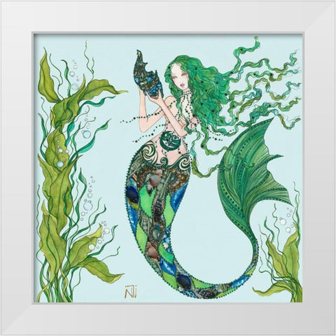Fee du Poisson White Modern Wood Framed Art Print by Johara