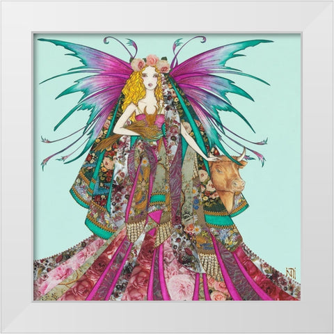 Fee du Taureau White Modern Wood Framed Art Print by Johara