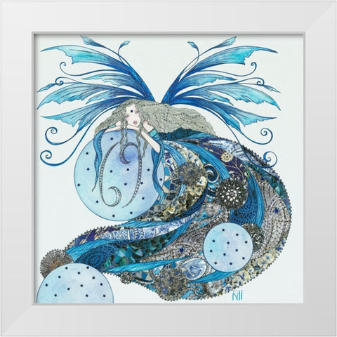 Fee du Cancer White Modern Wood Framed Art Print by Johara