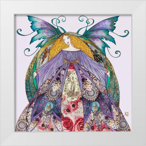 Fee de la Vierge White Modern Wood Framed Art Print by Johara