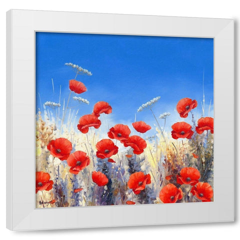 Poppy Meadow I White Modern Wood Framed Art Print by Mayes, Hilary