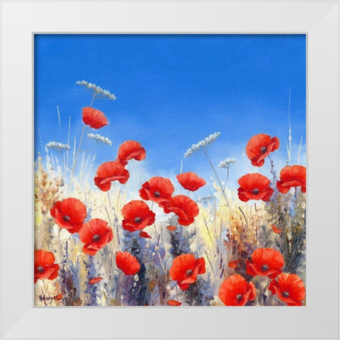 Poppy Meadow I White Modern Wood Framed Art Print by Mayes, Hilary